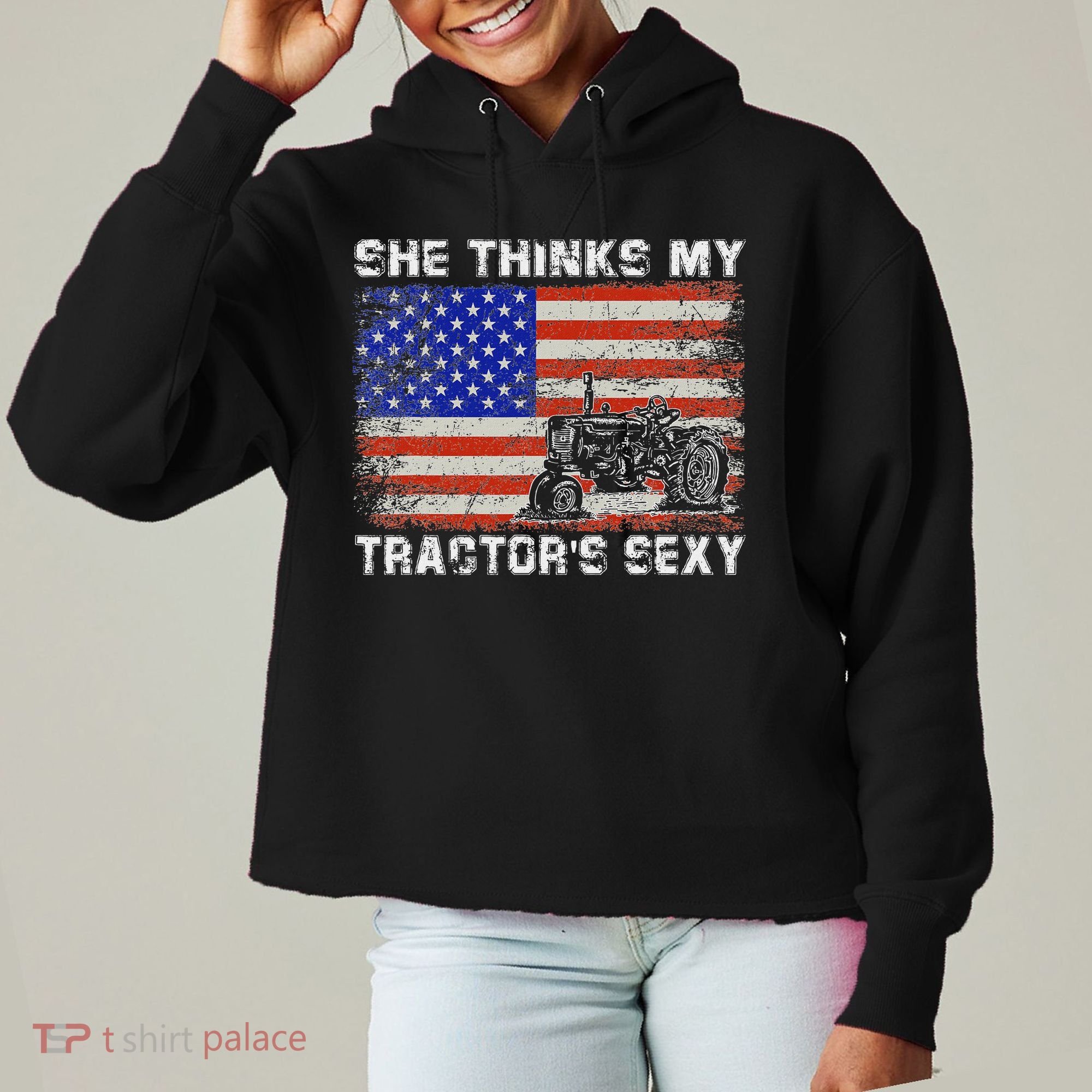 She Thinks My TractorS Sexy Tractor Driver Ladies Heavyweight Boxy Pullover Hoodie