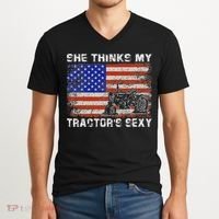 She Thinks My TractorS Sexy Tractor Driver V-Neck T-Shirt thumb 2