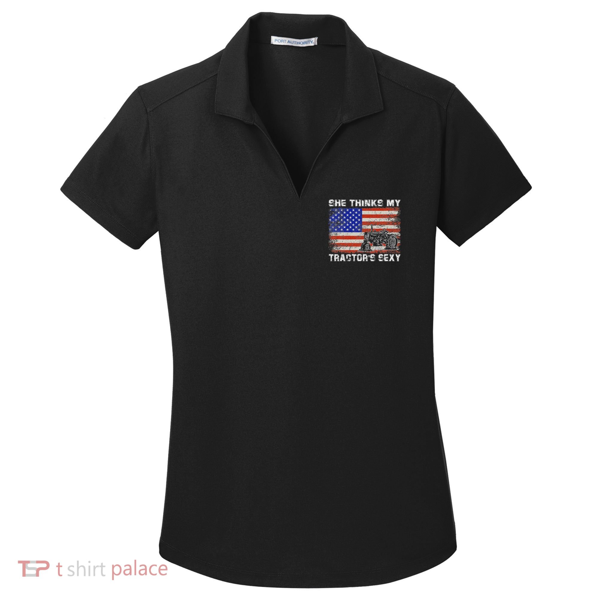 She Thinks My TractorS Sexy Tractor Driver Women's Dry Zone Grid Polo