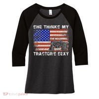 She Thinks My TractorS Sexy Tractor Driver Women's Tri-Blend 3/4-Sleeve Raglan Shirt thumb 0
