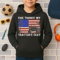 She Thinks My TractorS Sexy Tractor Driver Kids Hoodie thumb 2