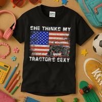 She Thinks My TractorS Sexy Tractor Driver Kids T-Shirt thumb 3