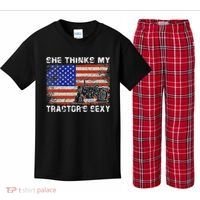 She Thinks My TractorS Sexy Tractor Driver Kids Plaid Pajama Set thumb 0