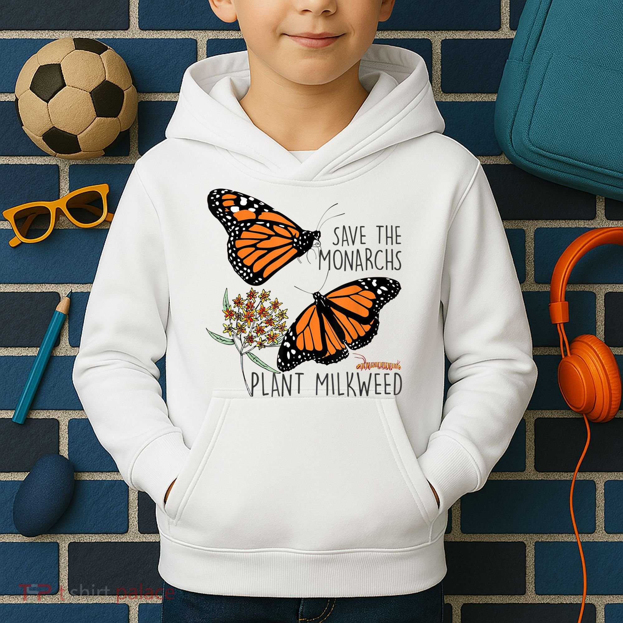 Save The Monarchs Plant Some Milkweed Butterfly Gift Meaningful Gift Kids Hoodie
