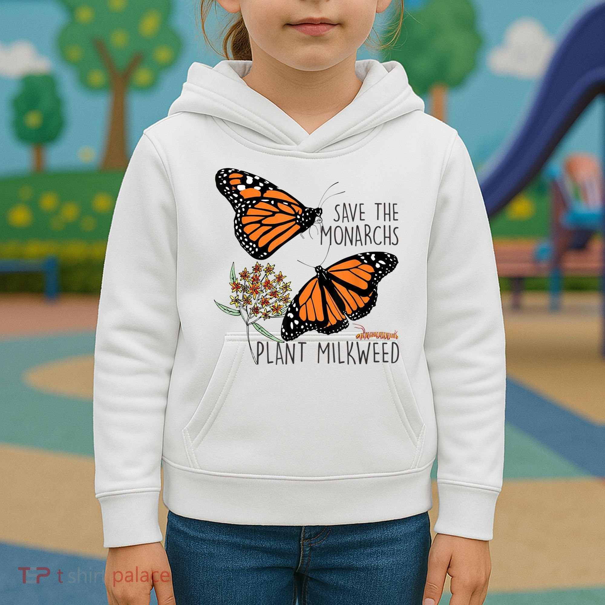 Save The Monarchs Plant Some Milkweed Butterfly Gift Meaningful Gift Kids Hoodie