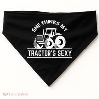 She Thinks My Tractor's Sexy Funny Farmer USA-Made Doggie Bandana thumb 0