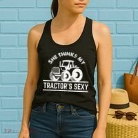 She Thinks My Tractor's Sexy Funny Farmer Women's Tank Top thumb 2