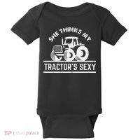 She Thinks My Tractor's Sexy Funny Farmer Baby Bodysuit thumb 0