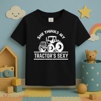 She Thinks My Tractor's Sexy Funny Farmer Toddler T-Shirt thumb 3