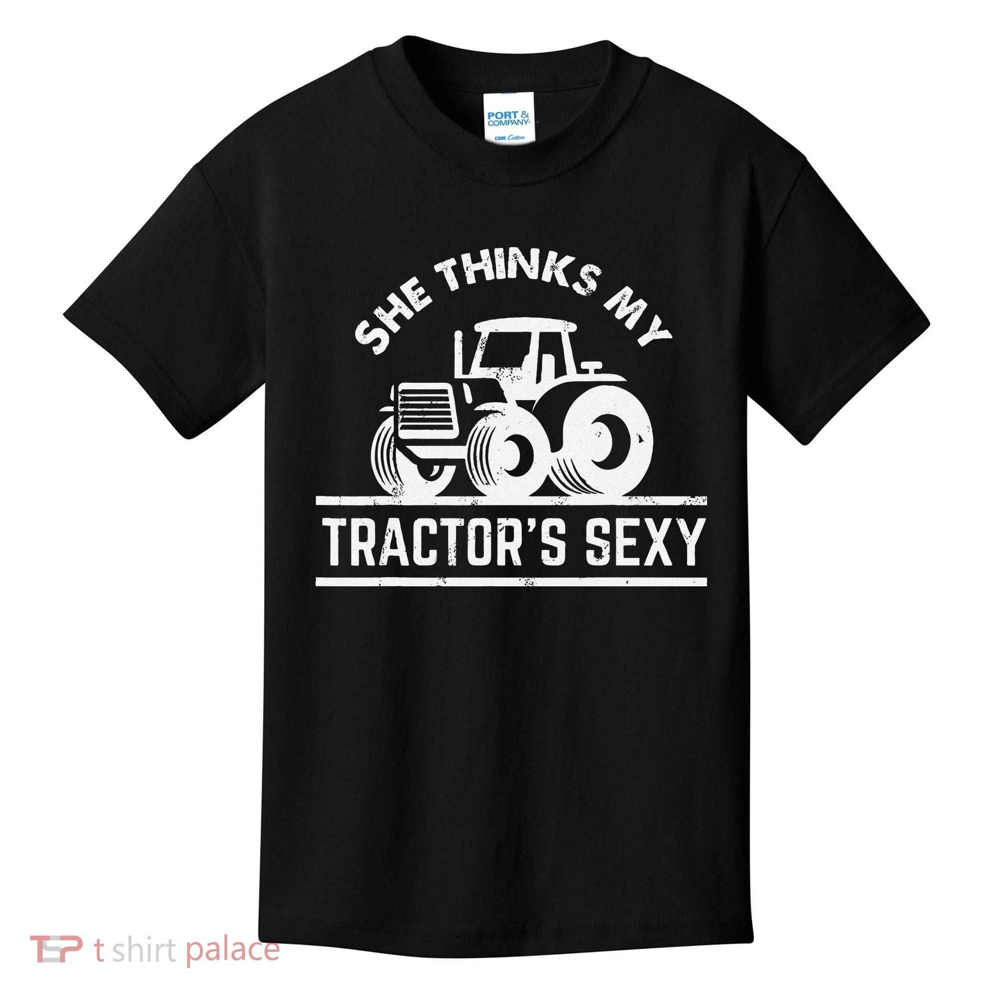 She Thinks My Tractor's Sexy Funny Farmer Kids T-Shirt