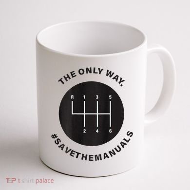 Save The Manuals Simple Graphic For Car Lovers Coffee Mug back