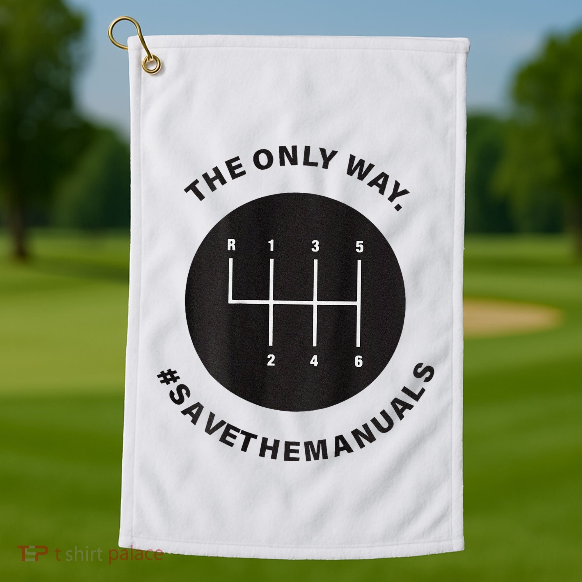 Save The Manuals Simple Graphic For Car Lovers Golf Towel