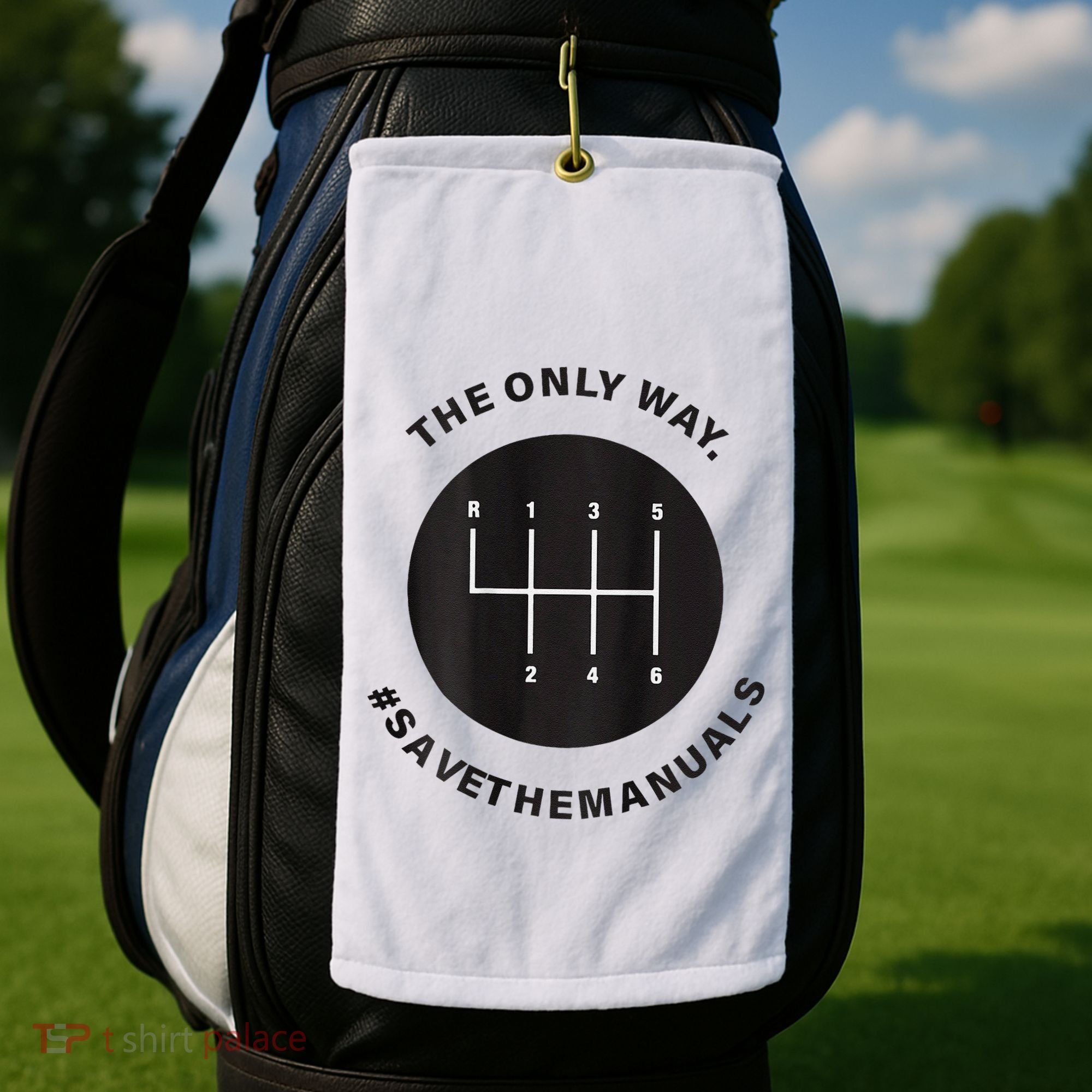 Save The Manuals Simple Graphic For Car Lovers Golf Towel