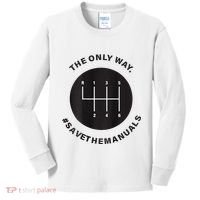 Save The Manuals Simple Graphic For Car Lovers Kids Long Sleeve Shirt thumb 0