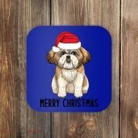 Shih Tzu Mom Merry Christmas Shih Tzu Christmas Coaster thumb 0