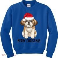 Shih Tzu Mom Merry Christmas Shih Tzu Christmas Kids Sweatshirt thumb 0