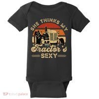 She think my tractor's sexy Farming Farmer Farm Farmer Baby Bodysuit thumb 0