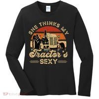 She think my tractor's sexy Farming Farmer Farm Farmer Women's Long Sleeve Shirt thumb 0