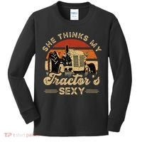 She think my tractor's sexy Farming Farmer Farm Farmer Kids Long Sleeve Shirt thumb 0