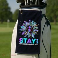 Stay Tomrrow Needs You Suicide Prevention Awareness Golf Towel thumb 2
