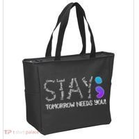 STAY Tomorrow Needs You Semicolon Suicide Prevention Awareness Tote Bag thumb 2