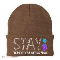 STAY Tomorrow Needs You Semicolon Suicide Prevention Awareness Beanie thumb 0