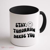 Stay Tomorrow Needs You Retro Mental Health Coffee Mug thumb 1