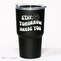 Stay Tomorrow Needs You Retro Mental Health Tumbler thumb 0