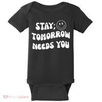 Stay Tomorrow Needs You Retro Mental Health Baby Bodysuit thumb 0