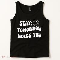 Stay Tomorrow Needs You Retro Mental Health Tank Top thumb 2
