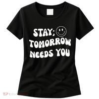 Stay Tomorrow Needs You Retro Mental Health Women's T-Shirt thumb 0