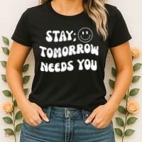 Stay Tomorrow Needs You Retro Mental Health Women's T-Shirt thumb 2