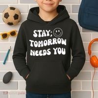 Stay Tomorrow Needs You Retro Mental Health Kids Hoodie thumb 2