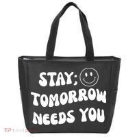 Stay Tomorrow Needs You Retro Mental Health Tote Bag thumb 0