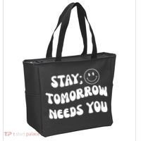 Stay Tomorrow Needs You Retro Mental Health Tote Bag thumb 2