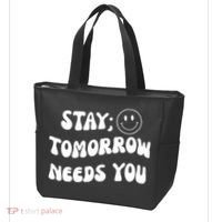 Stay Tomorrow Needs You Retro Mental Health Tote Bag thumb 3