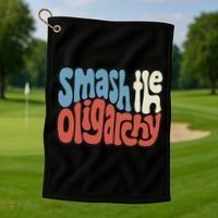 Smash The Oligarchy Word Art Golf Towel thumb 1