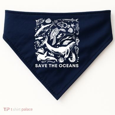 Save the Oceans-Whale Turtle Orca, Climate change-sea lover USA-Made Doggie Bandana