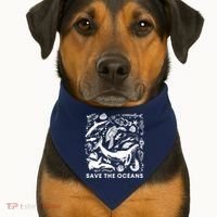 Save the Oceans-Whale Turtle Orca, Climate change-sea lover USA-Made Doggie Bandana thumb 1