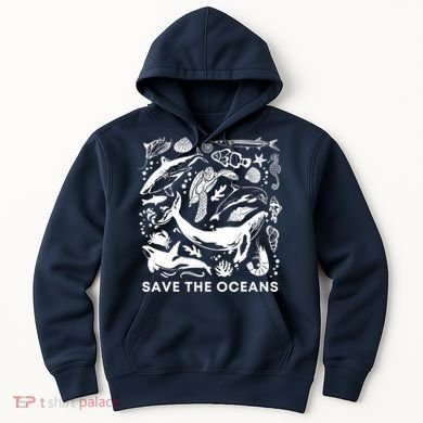 Save the Oceans-Whale Turtle Orca, Climate change-sea lover Hoodie