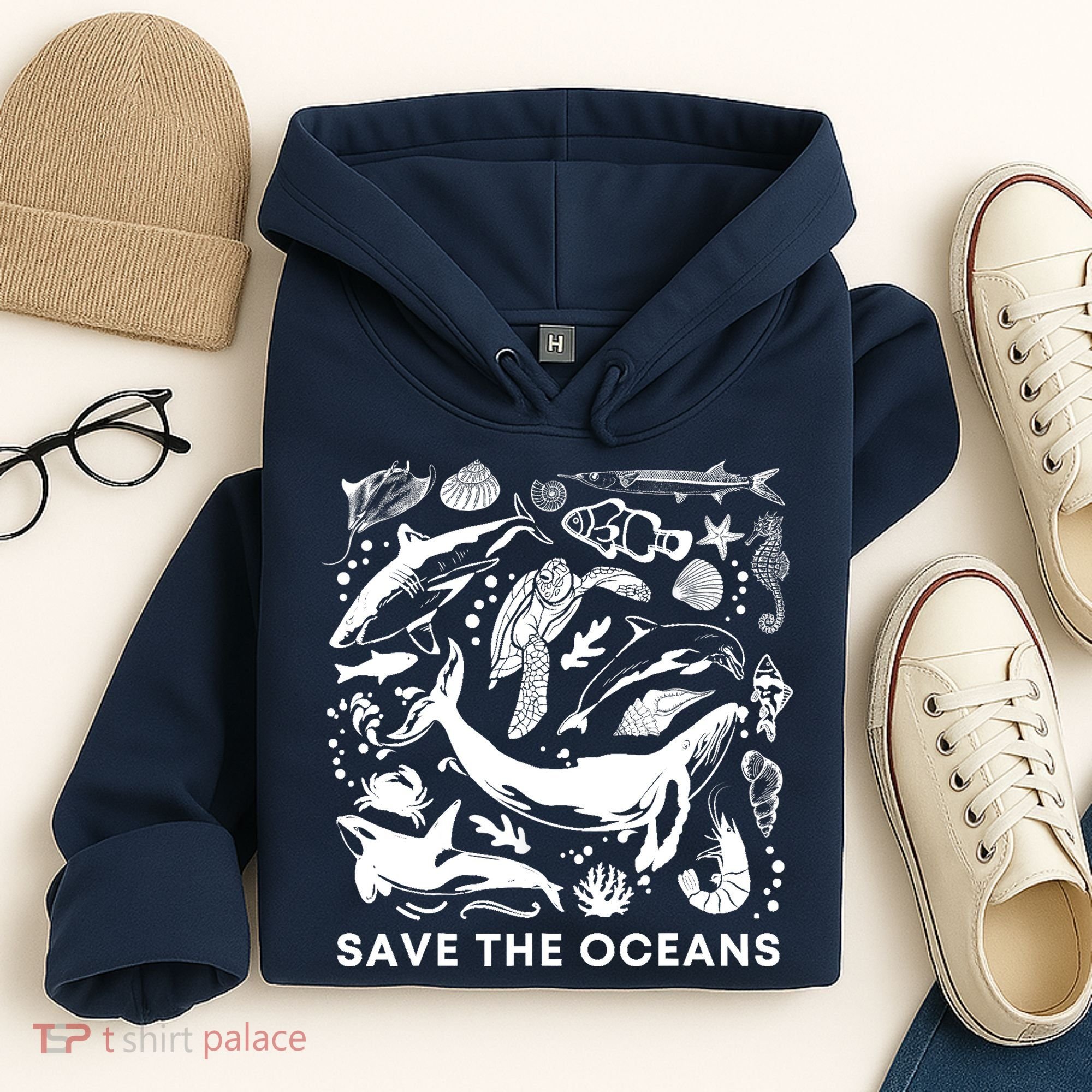 Save the Oceans-Whale Turtle Orca, Climate change-sea lover Hoodie