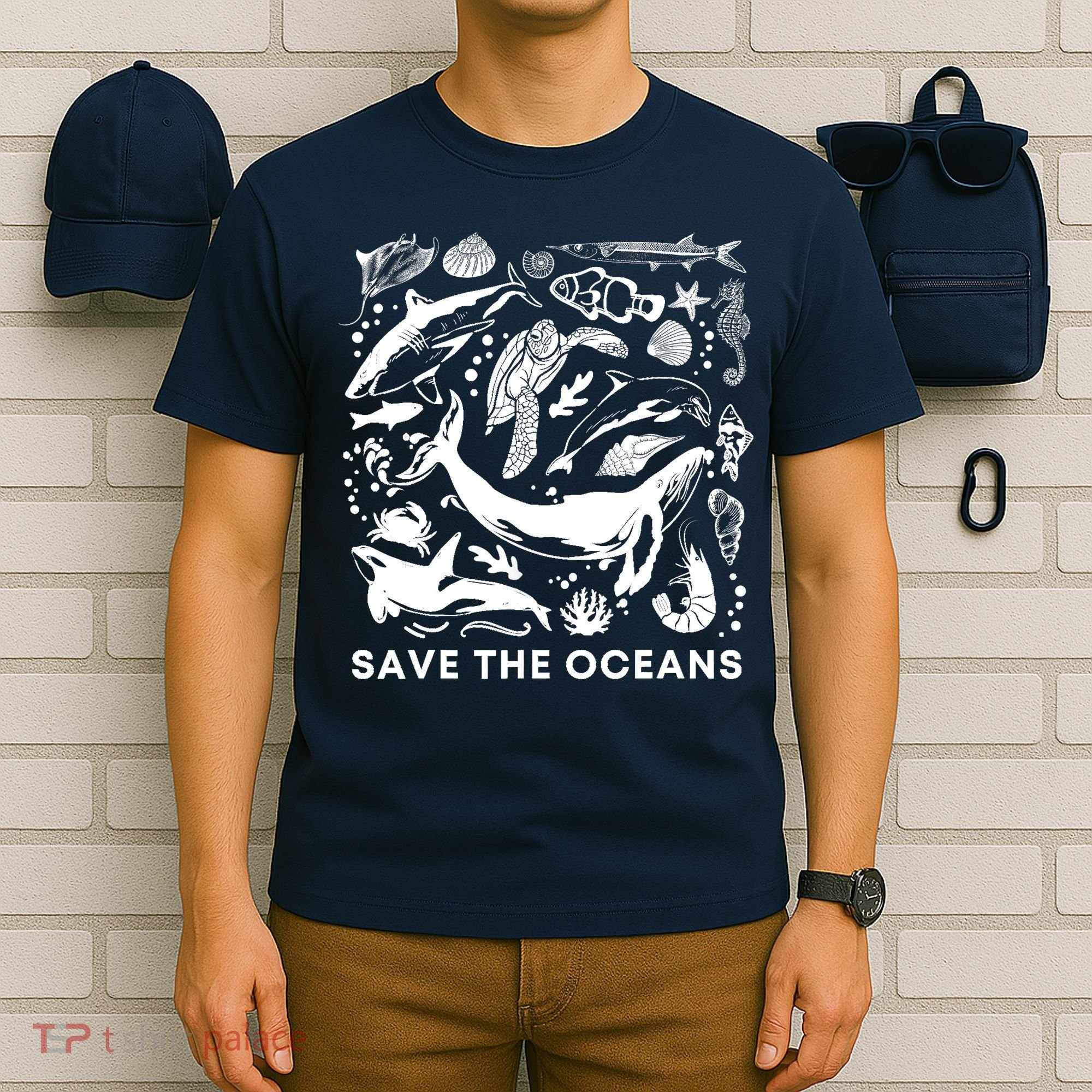 Save the Oceans-Whale Turtle Orca, Climate change-sea lover T-Shirt