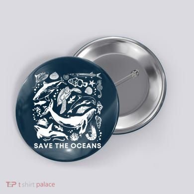 Save the Oceans-Whale Turtle Orca, Climate change-sea lover Button