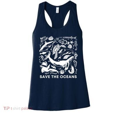 Save the Oceans-Whale Turtle Orca, Climate change-sea lover Women's Tank Top