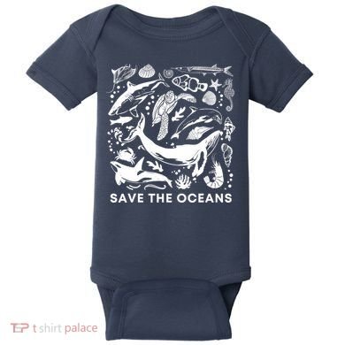 Save the Oceans-Whale Turtle Orca, Climate change-sea lover Baby Bodysuit