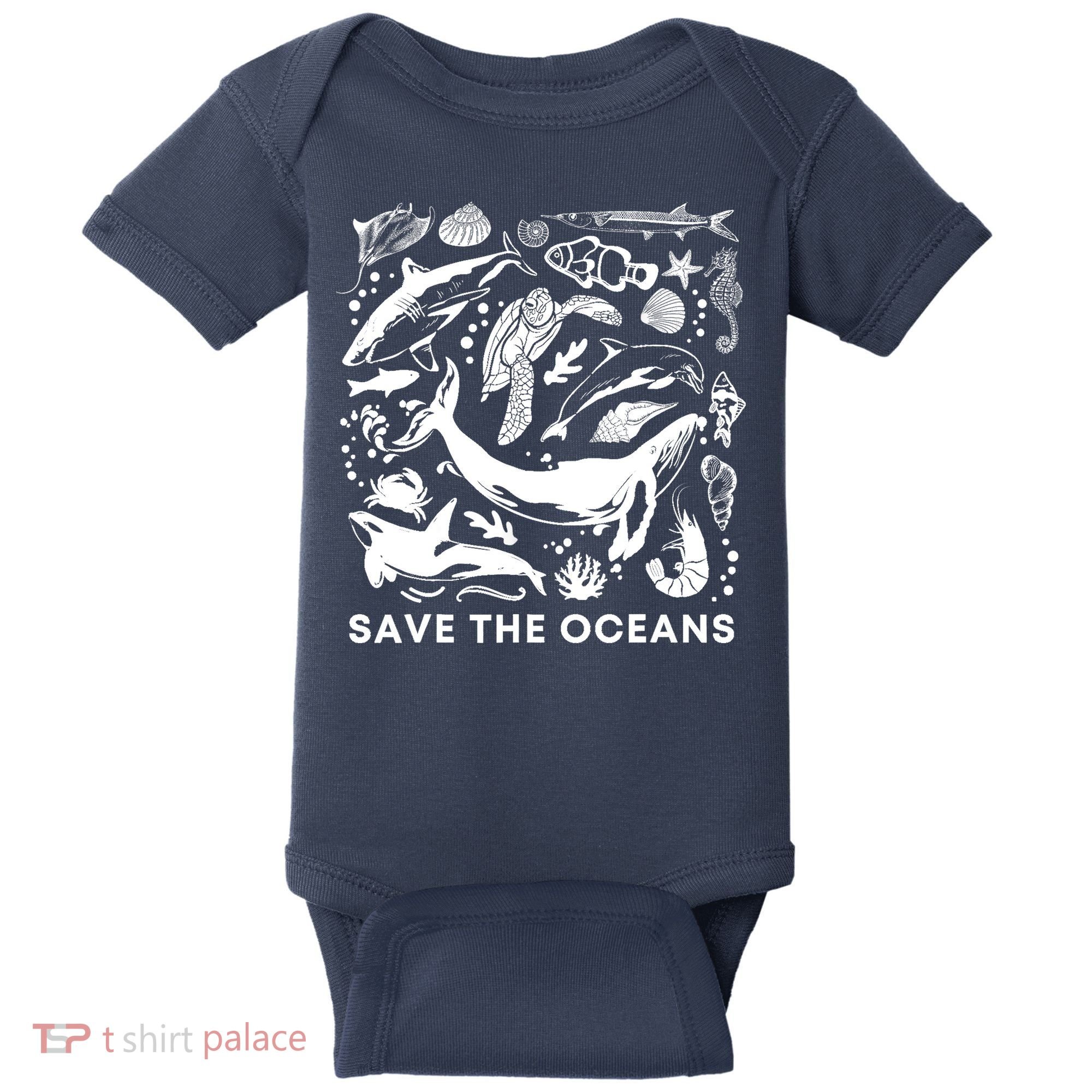 Save the Oceans-Whale Turtle Orca, Climate change-sea lover Baby Bodysuit
