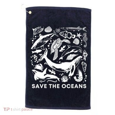 Save the Oceans-Whale Turtle Orca, Climate change-sea lover Golf Towel