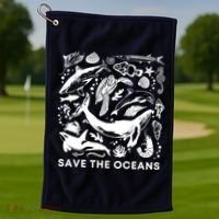 Save the Oceans-Whale Turtle Orca, Climate change-sea lover Golf Towel thumb 1