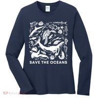 Save the Oceans-Whale Turtle Orca, Climate change-sea lover Women's Long Sleeve Shirt thumb 0