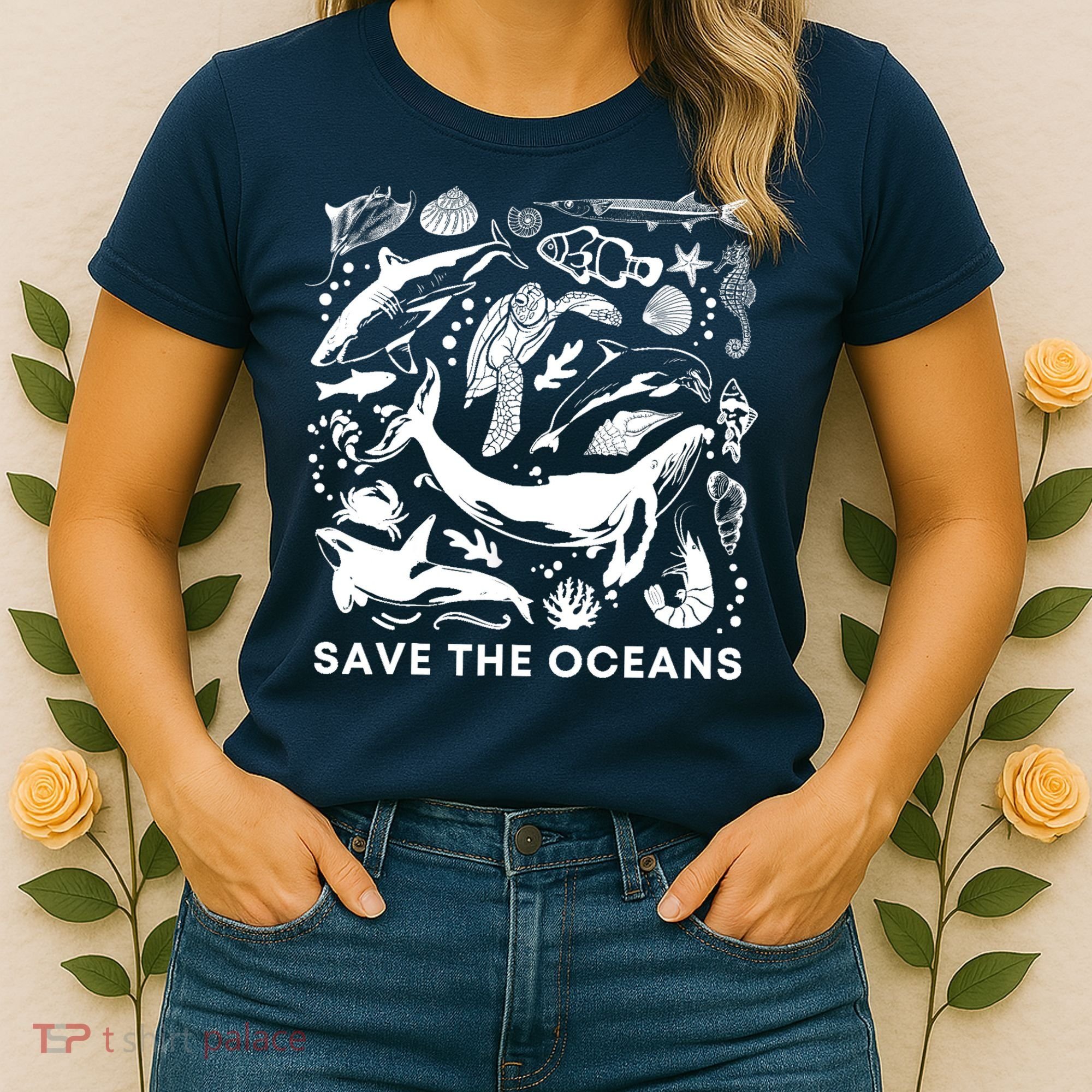 Save the Oceans-Whale Turtle Orca, Climate change-sea lover Women's T-Shirt